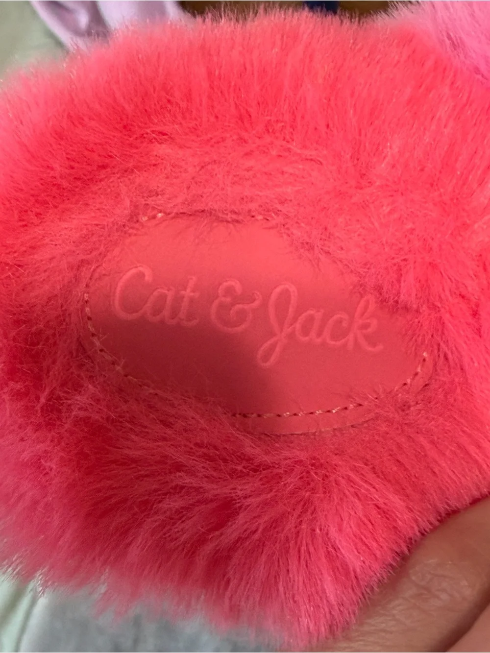 Cat & Jack Fuzzy Cross-Band Slide Slippers in Pink & Magenta